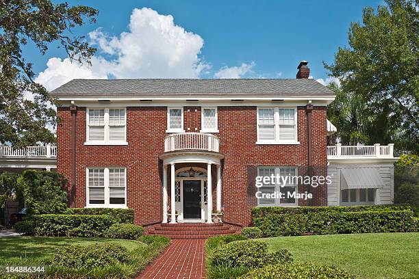 upscale brick home - colonial stock pictures, royalty-free photos & images