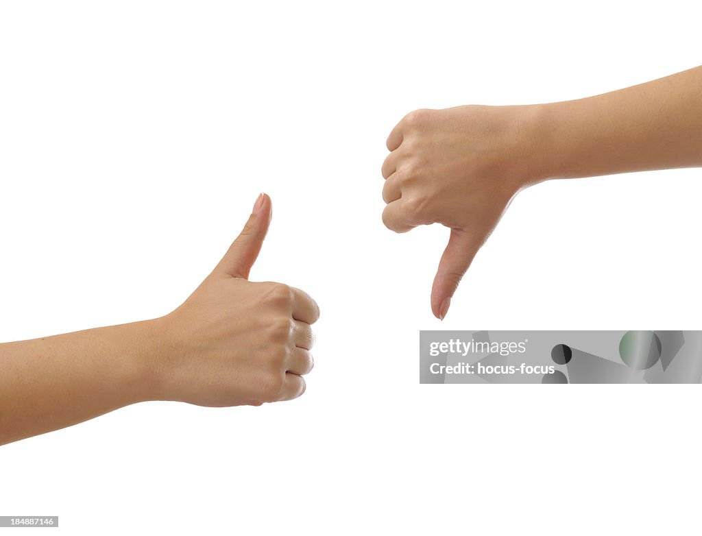 Polegares para cima e para baixo