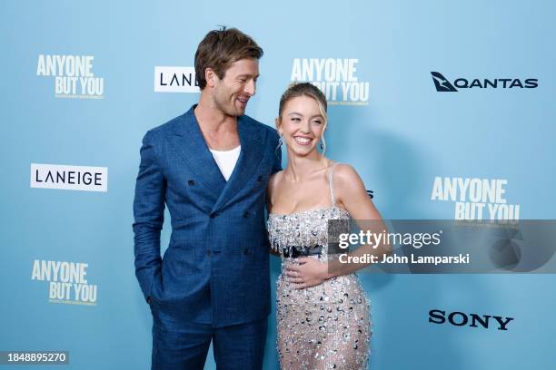 Glen Powell and Sydney Sweeney attend Columbia Pictures' "Anyone But You" New York premiere at AMC Lincoln Square Theater on December 11, 2023 in New...