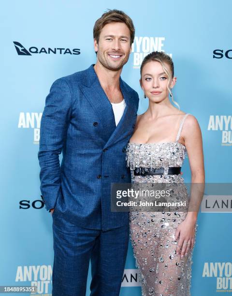 Glen Powell and Sydney Sweeney attend Columbia Pictures' "Anyone But You" New York premiere at AMC Lincoln Square Theater on December 11, 2023 in New...