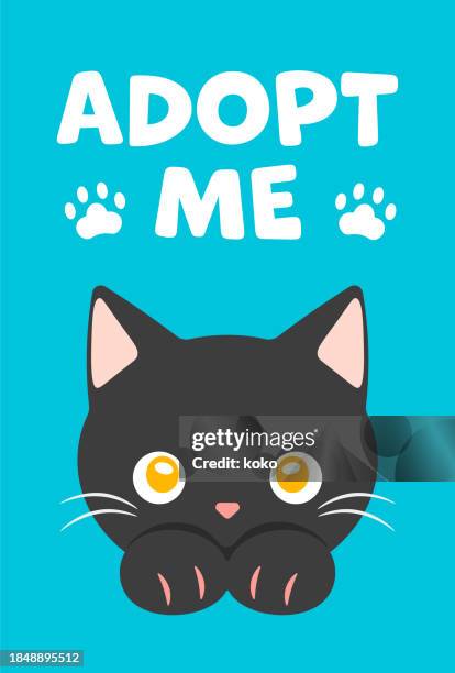 bildbanksillustrationer, clip art samt tecknat material och ikoner med adopt me, cute cat. - djuröga