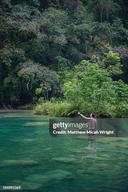 semuc champey is famous for its pools. - semuc champey stock pictures, royalty-free photos & images