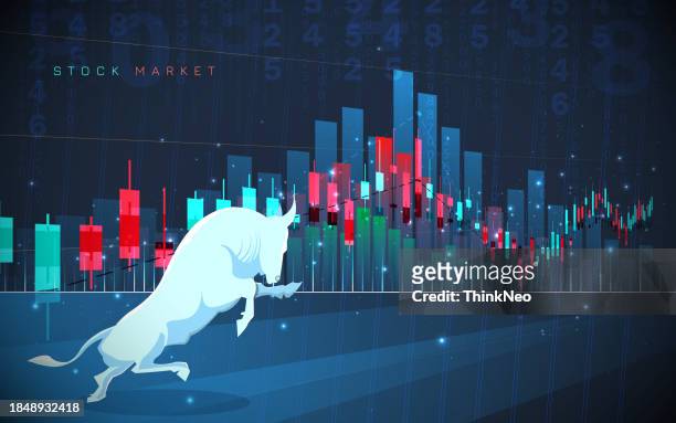 das konzept eines wachsenden trends auf den globalen finanzmärkten. - polygone tier stock-grafiken, -clipart, -cartoons und -symbole