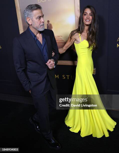 George Clooney and Amal Clooney attend the Amazon MGM Studios Los Angeles premiere of "The Boys in the Boat" at the Samuel Goldwyn Theater on...