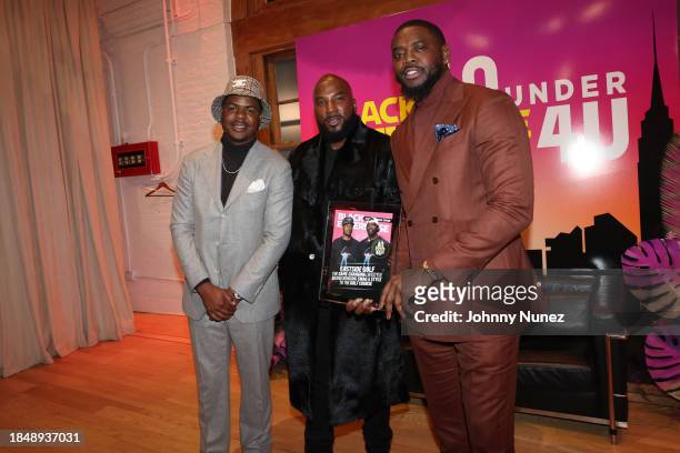 Earl Cooper, Jeezy, and Olajuwon Ajanaku attend the Black Enterprise Celebrates 40 Under 40 Class Of 2023 at Altman Building on December 10, 2023 in...