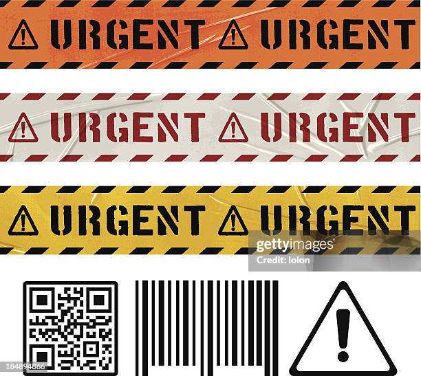 seamless urgent duct tape banners - warehouse background stock illustrations