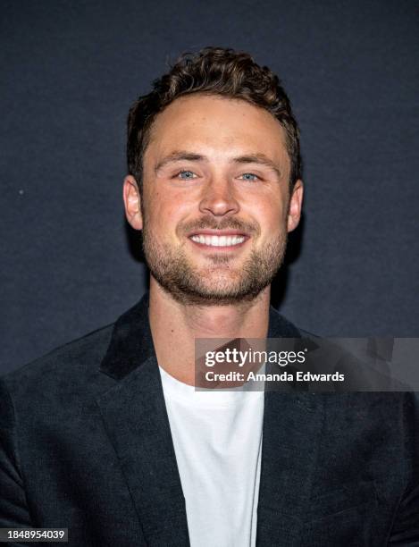 Dylan Efron arrives at the Los Angeles Premiere of A24's "The Iron Claw" at the DGA Theater Complex on December 11, 2023 in Los Angeles, California.