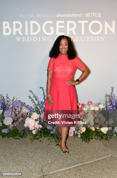 Shonda Rhimes attends the Allure Bridals Bridgerton Wedding Collection launch event at The Huntington Library, Art Collections, and Botanical Gardens...