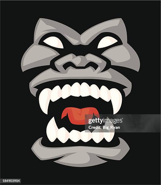 stockillustraties, clipart, cartoons en iconen met gorilla face - chimpanzee teeth