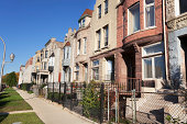 Residential Street with Victorian Houses, South Side of Chicago