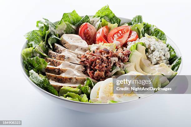 cobb salad - cobb salad isolated stock pictures, royalty-free photos & images
