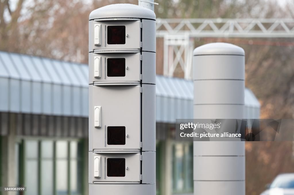 Two pillars with a camera-based person identification system on the ...