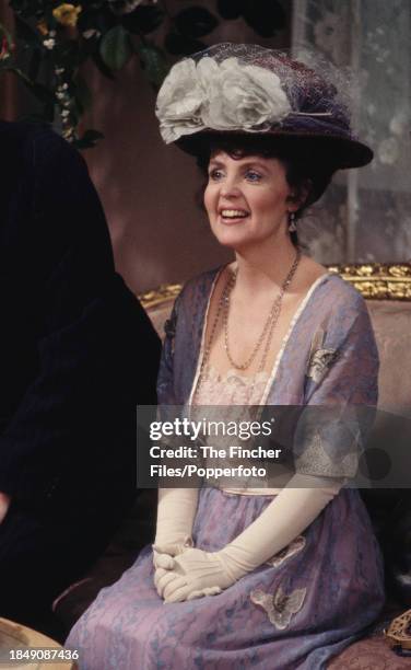 British actress Pauline Collins in costume during the filming of the television series "Thomas & Sarah" in London, England circa 1979.