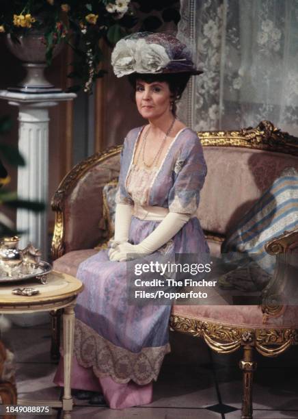 British actress Pauline Collins in costume during the filming of the television series "Thomas & Sarah" in London, England circa 1979.