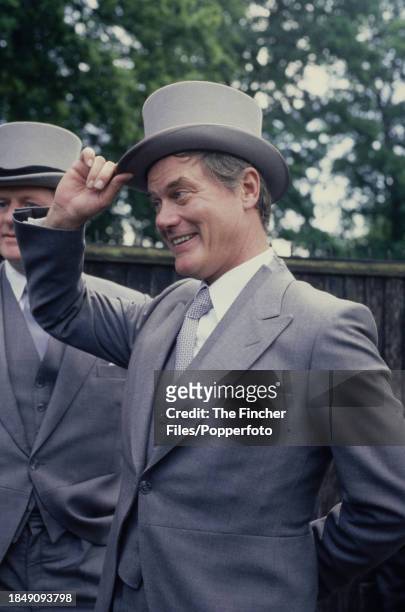 American actor Larry Hagman , known for playing JR Ewing in the soap opera "Dallas", seen at the Royal Ascot Race meeting in Berkshire, England in...