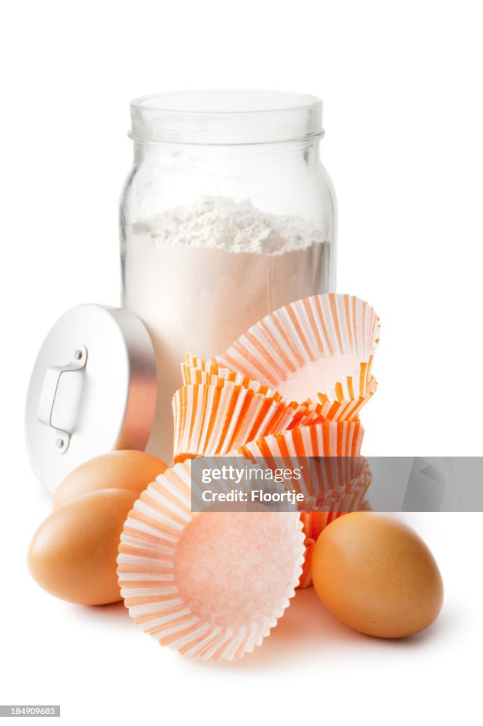 Baking Ingredients: Cups, Eggs and Flour