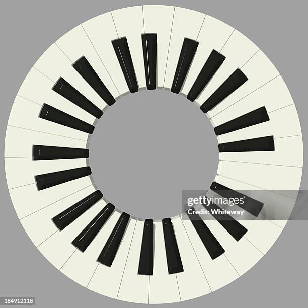 stockillustraties, clipart, cartoons en iconen met round piano keyboard 49 keys plan view - o