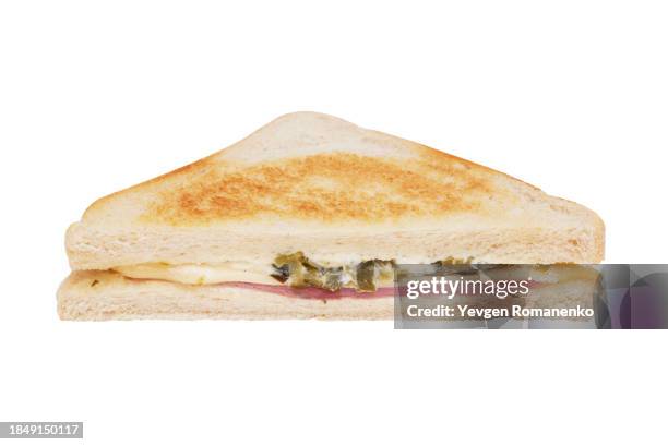 sandwich isolated on white background - sandwich triangle stock pictures, royalty-free photos & images