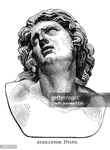 stockillustraties, clipart, cartoons en iconen met alexander the great - greek statue