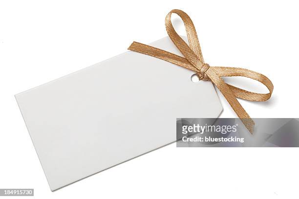 cartellino di regalo con fiocco - etichetta per regali foto e immagini stock