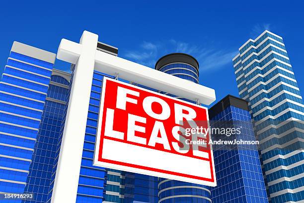 city office buildings - for lease sign stock pictures, royalty-free photos & images