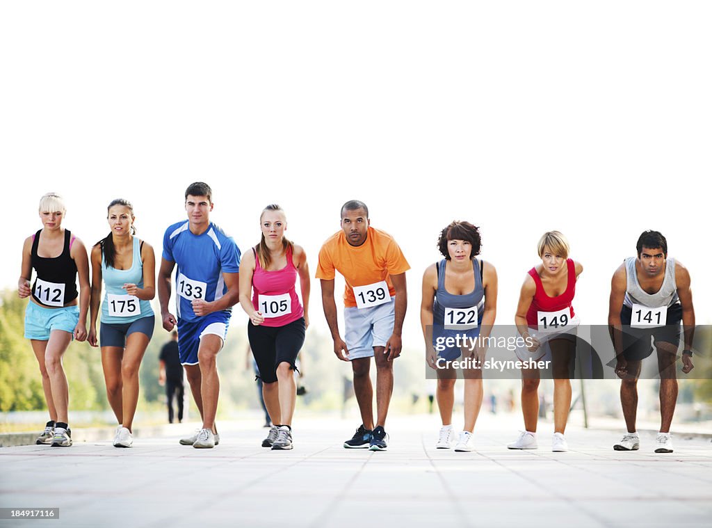 Marathon runners at the starting line