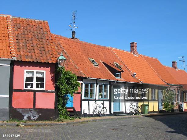 beautiful little houses - bornholm island stock pictures, royalty-free photos & images