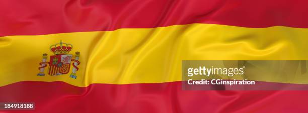 a horizontal layout of the flag of spain - spanish flag stock pictures, royalty-free photos & images