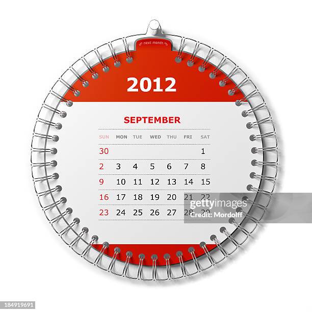 desktop calendar. september 2012 - week 2012 stock pictures, royalty-free photos & images