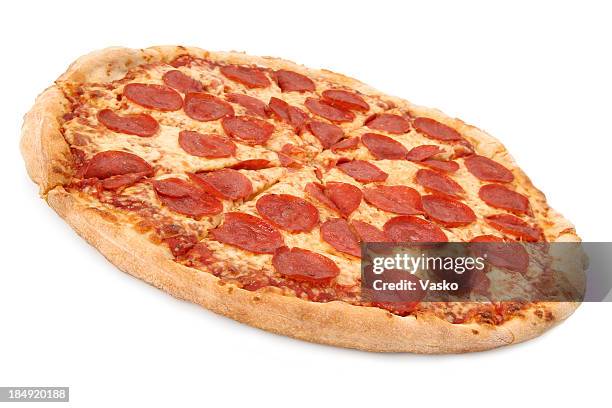 pepperoni & cheese - 02 - whole pizza stock pictures, royalty-free photos & images