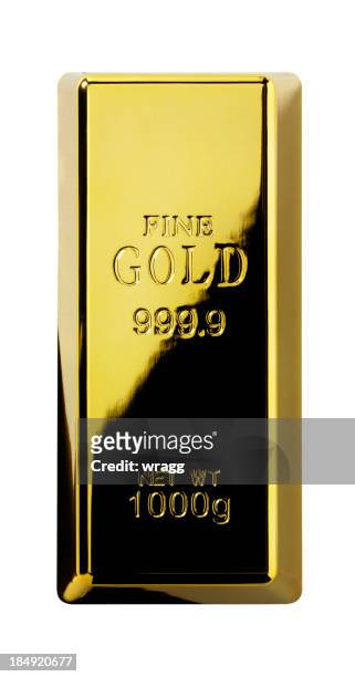 isolated gold bullion - bullion stockfoto's en -beelden