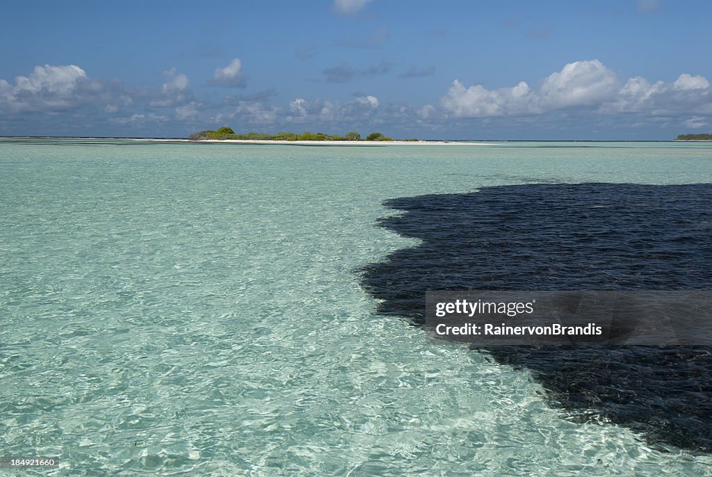 Oil spill at a tropical island