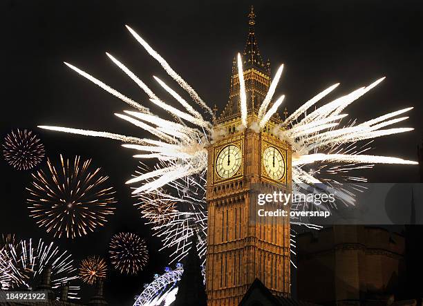 london 2012 - big ben fireworks stock pictures, royalty-free photos & images