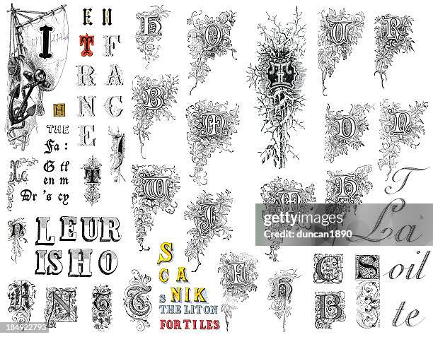 stockillustraties, clipart, cartoons en iconen met retro alphabet letters - s marvels agents of s h i e l d season four