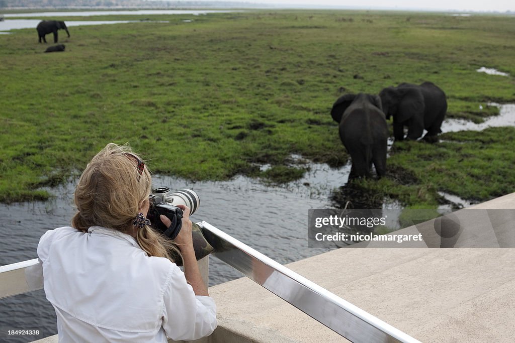 Tourist photographer on safari in Africa