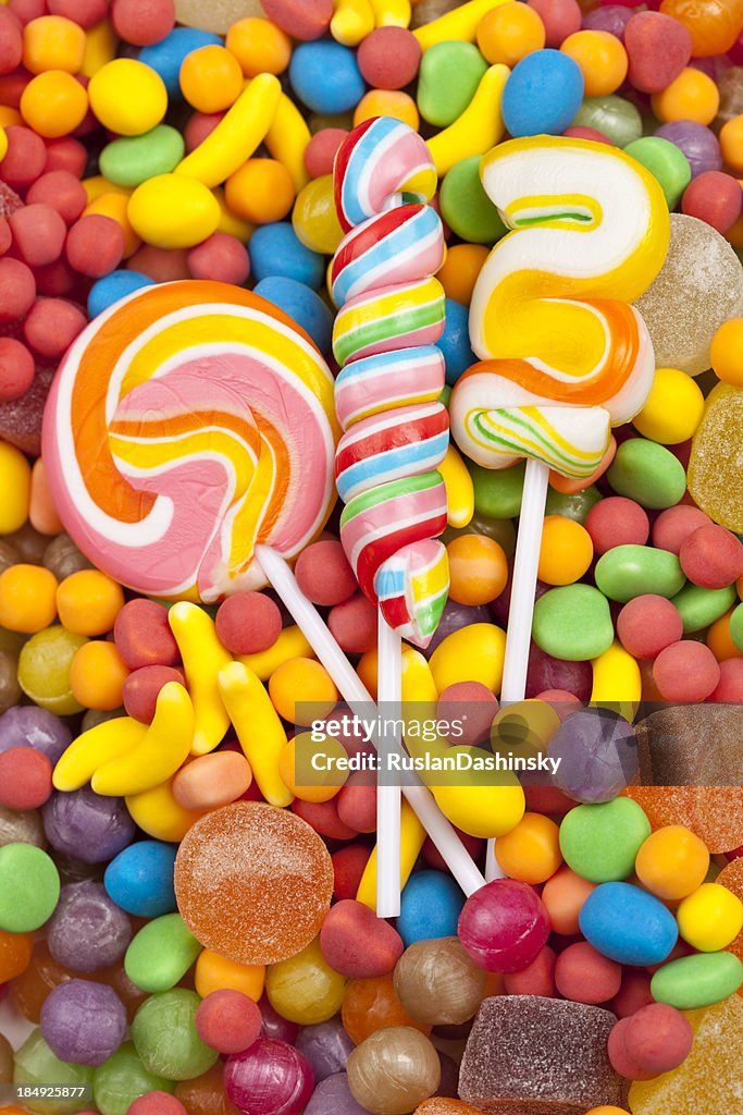 Selection of mixed sweets.