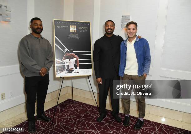 Keenan Coogler, Michael B. Jordan and Zach Baylin seen at Los Angeles Special Screening Of MGM's "Creed III" at The London West Hollywood in Beverly...