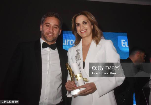 Julien Benedetto and Sonia Mabrouk attend the 46th "The Bests" Gala at Four Seasons Hotel on December 11, 2023 in Paris, France.