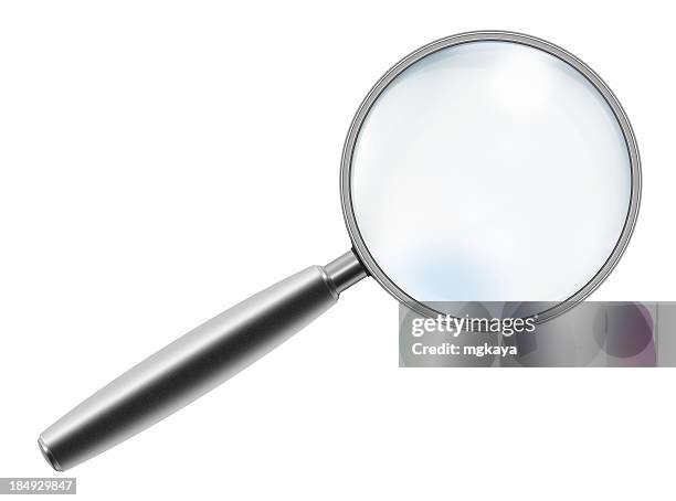 metallic handle magnifying glass - loup stockfoto's en -beelden