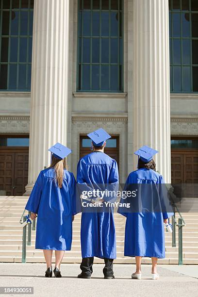 high school graduates looking up at higher education vt - secondary school certificate stock pictures, royalty-free photos & images