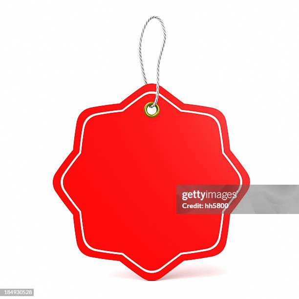 red preis tag - christmas present isolated stock-fotos und bilder