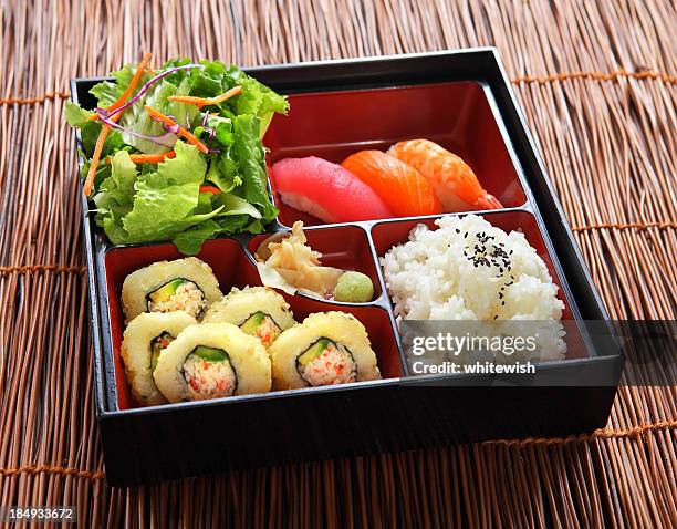 japanese lunch box - bento box stock pictures, royalty-free photos & images