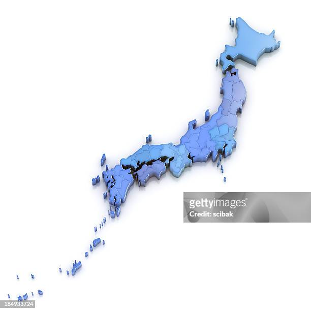 日本地図で、地域および都道府県絶縁 - 日本地図 ストックフォトと画像