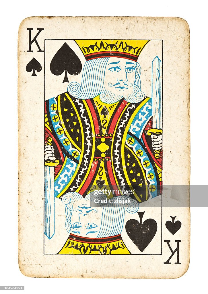 Old King of Spades Isolated on White