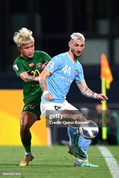 Marin Jakolis of Melbourne City controls the ball during the AFC Champions League Group H match between Melbourne City and Zhejiang FC at Princes...