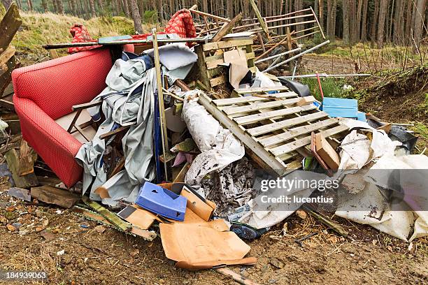 illlegal fly tipping - slag heap stock pictures, royalty-free photos & images