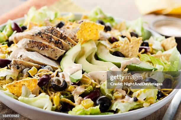 fiesta taco salad - healthy taco salad stock pictures, royalty-free photos & images