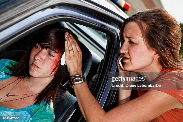 teenager in a car accident, head injury - concussion stock pictures, royalty-free photos & images