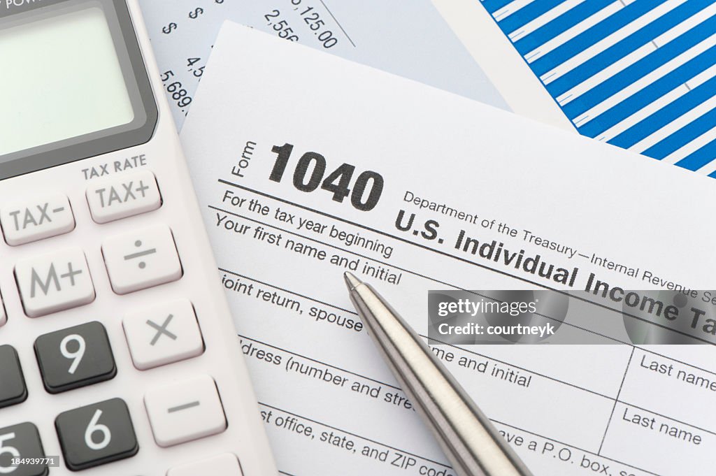 Primo piano di un modulo per la dichiarazione dei redditi