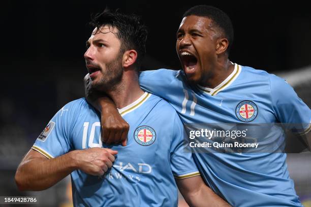 Tolgay Arslan of Melbourne City celebrates scoring a goal during the AFC Champions League Group H match between Melbourne City and Zhejiang FC at...